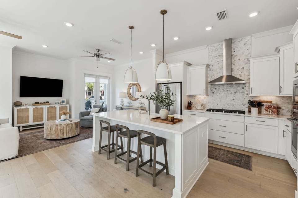 A bright, open floor plan keeps everybody together