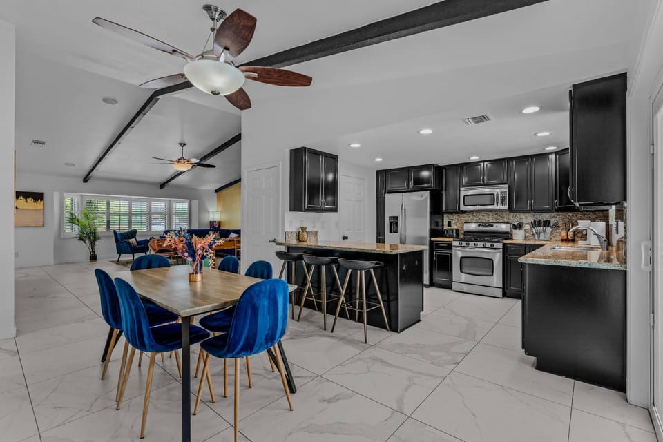 Living and dining combination with easy flow