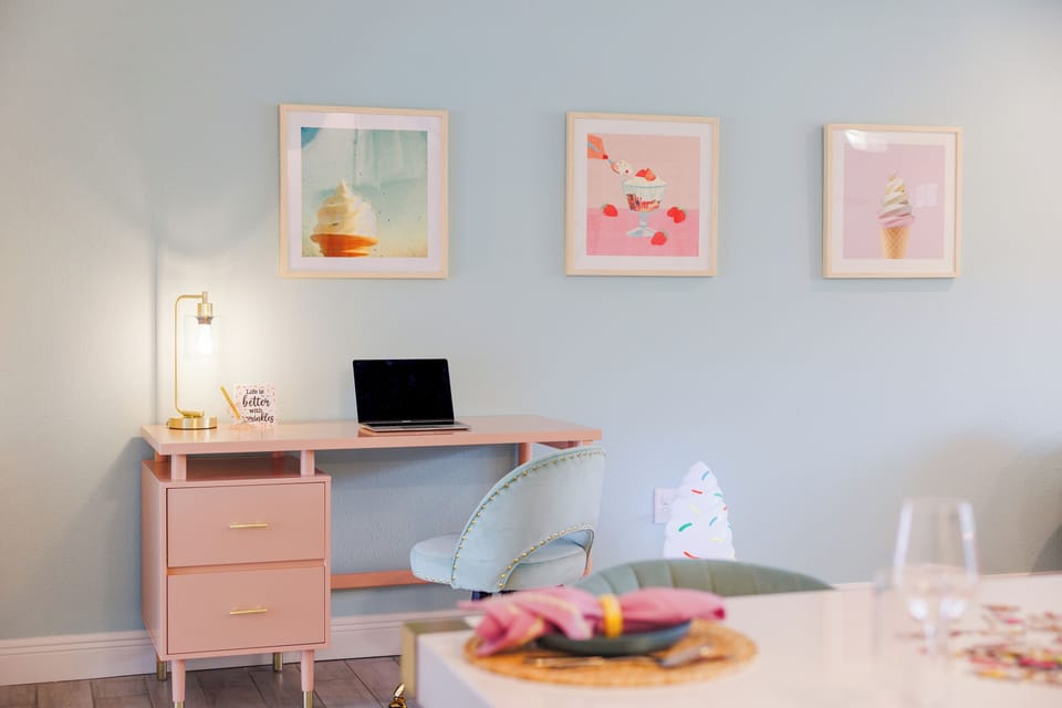 Dedicated workspace near the dining area