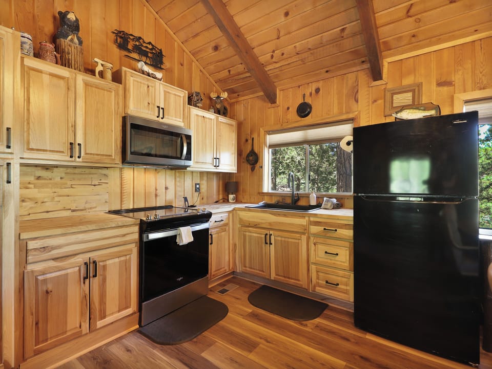 View of the fully loaded kitchen and modern appliances
