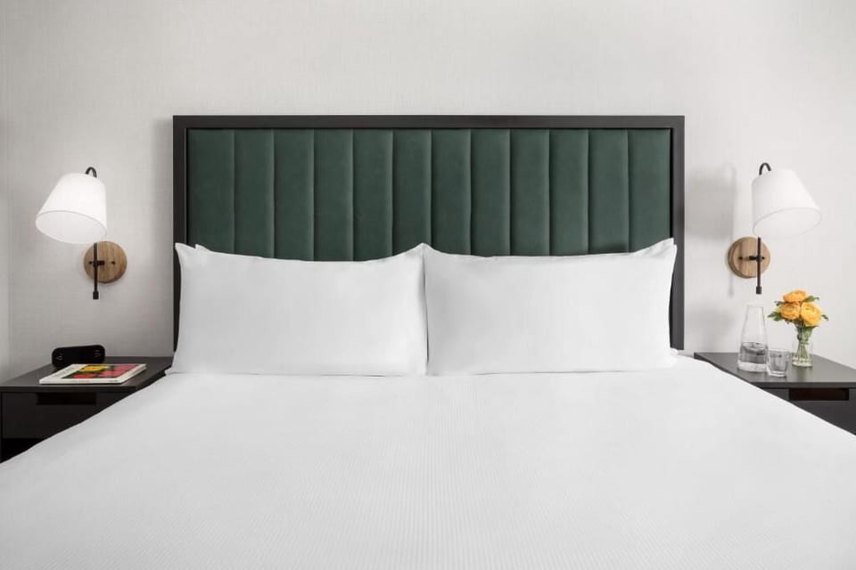 Drift off fast in a serene, perfectly made bed.
