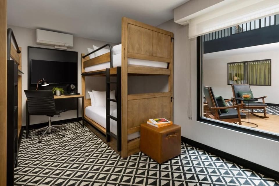Kick back after adventures with bunks and lounge views.