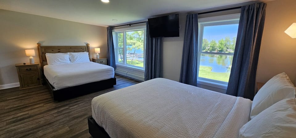 Double queen rooms designed for a restful night’s sleep