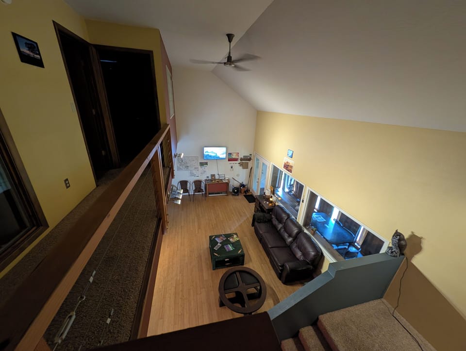 living room from loft view