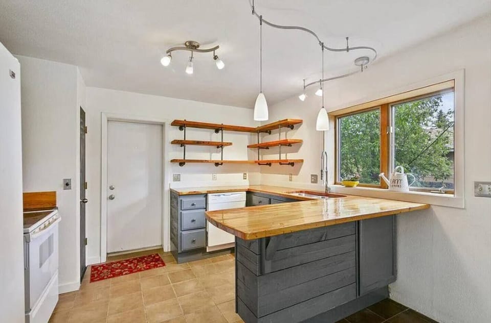 open kitchen attached to living room