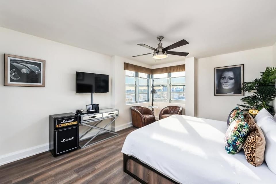 Kick back with your favorite show after a city day.