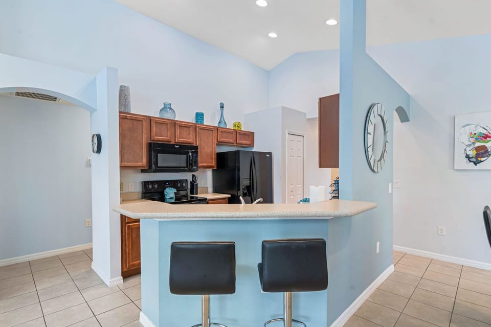A compact breakfast bar setup where guests can enjoy quick meals or morning coffee.