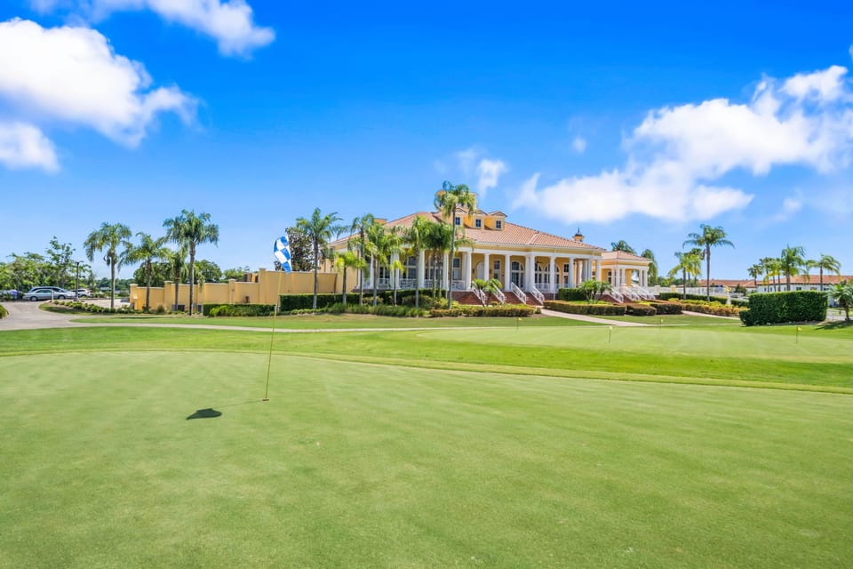 A beautiful shot of the golf course, ideal for guests looking for peaceful scenery or a morning stroll.