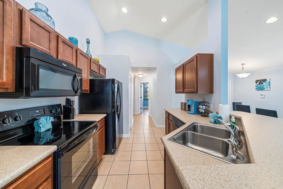 A bright, fully equipped kitchen ready for effortless meal prep during long stays.
