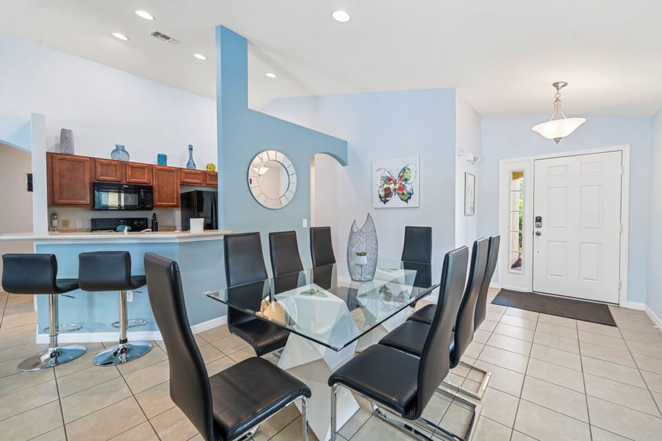 Another dining angle, showing how open and social the layout is for guests.