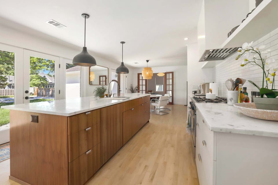 Spacious kitchen with large island