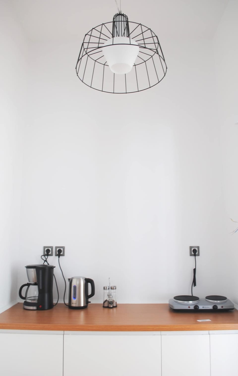 Coffee Station and Minimal Wall Clock Setup

