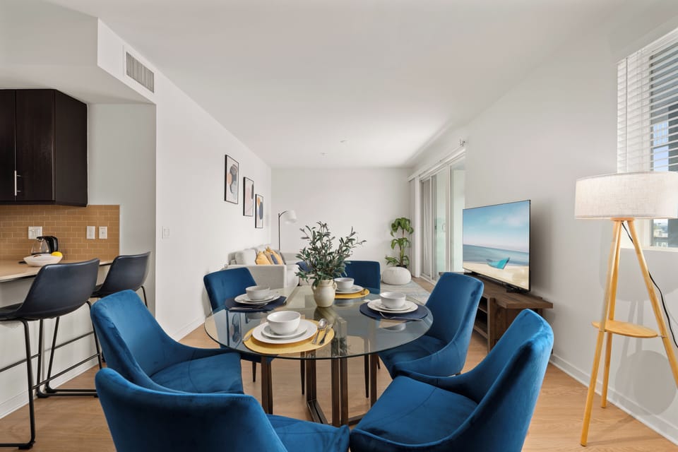 Bright and spacious living room with cozy seating
