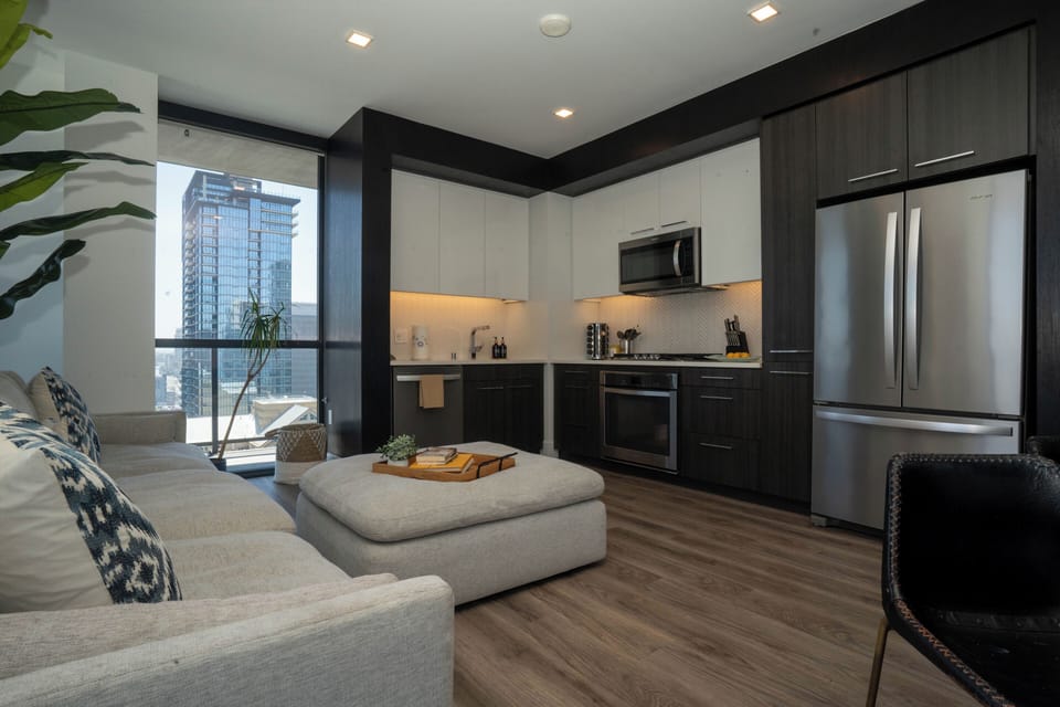 Clean, modern bathroom with fresh towels and thoughtful amenities