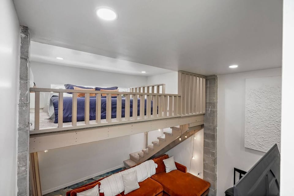 view of loft from the bathroom