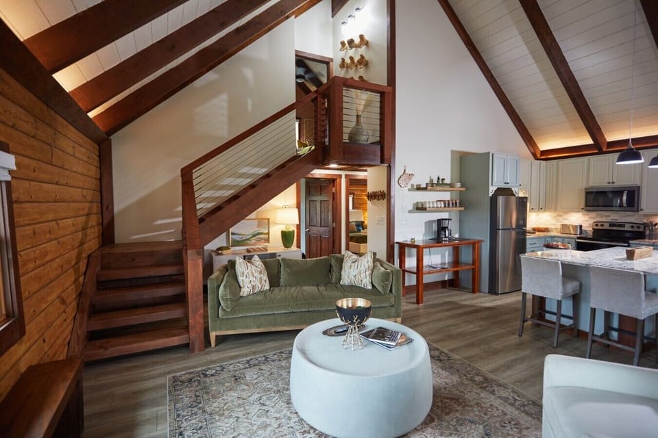Open living with vaulted ceilings