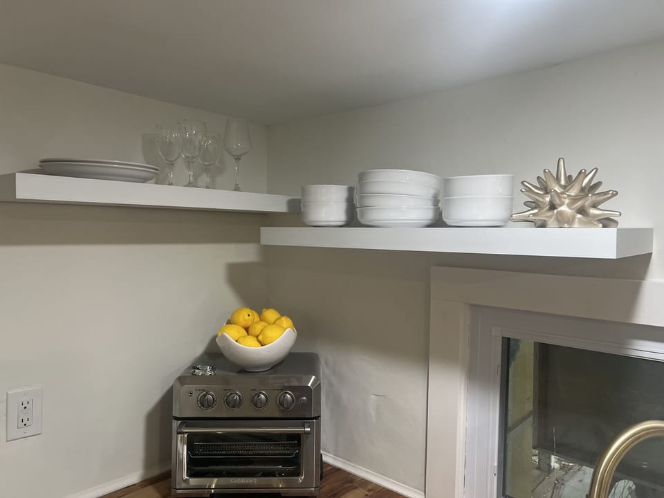Utensils and plates and glasses for your stay