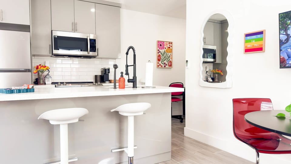 Pull up a barstool for morning coffee, quick meals, or easy conversation.