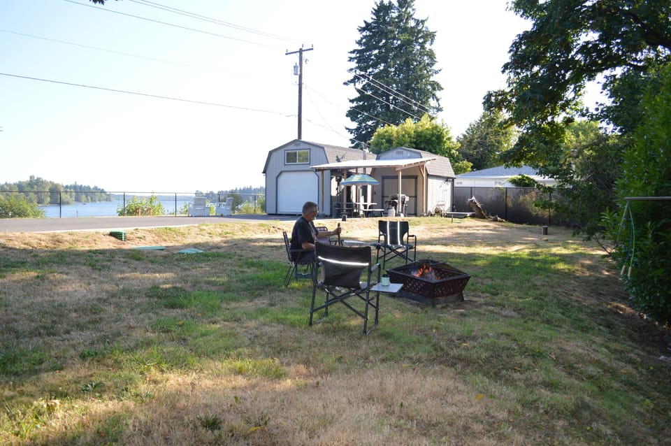 Fire pit and cabin
