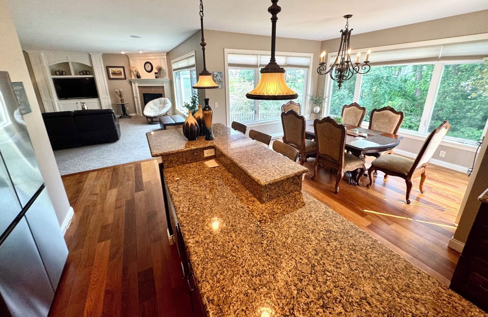 Main Dining Area and Kitchen Island - Main Level - Open Floor.