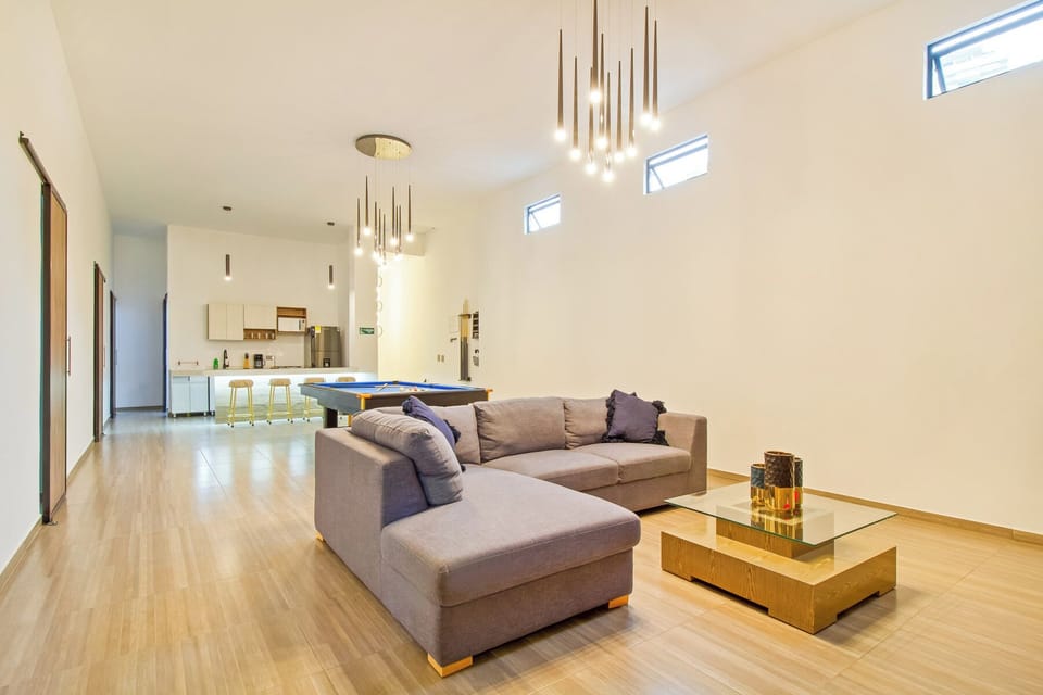 living room with pool table