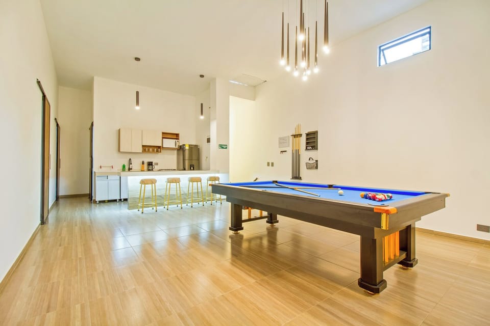 living room with pool table