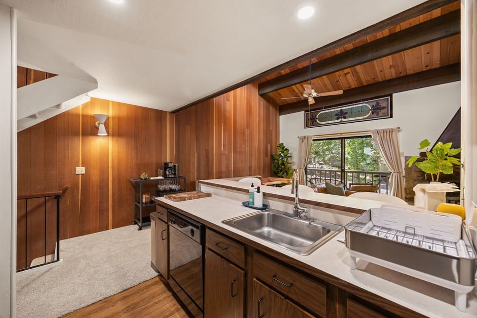View of the main living area from the kitchen