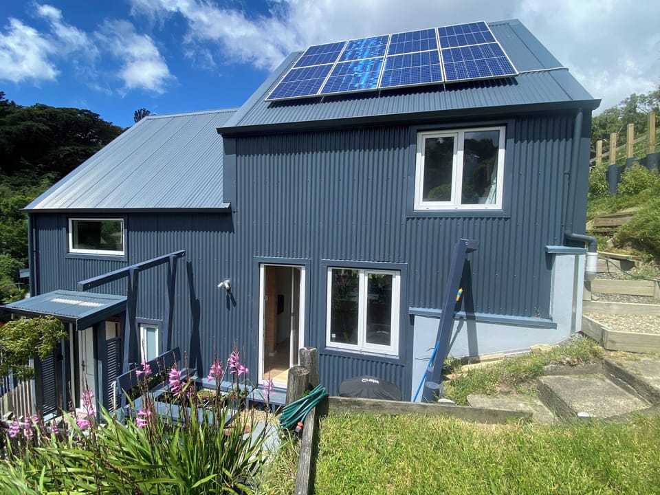 The house has both grid power and solar.