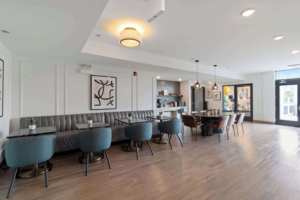 Spacious hardwood social floor