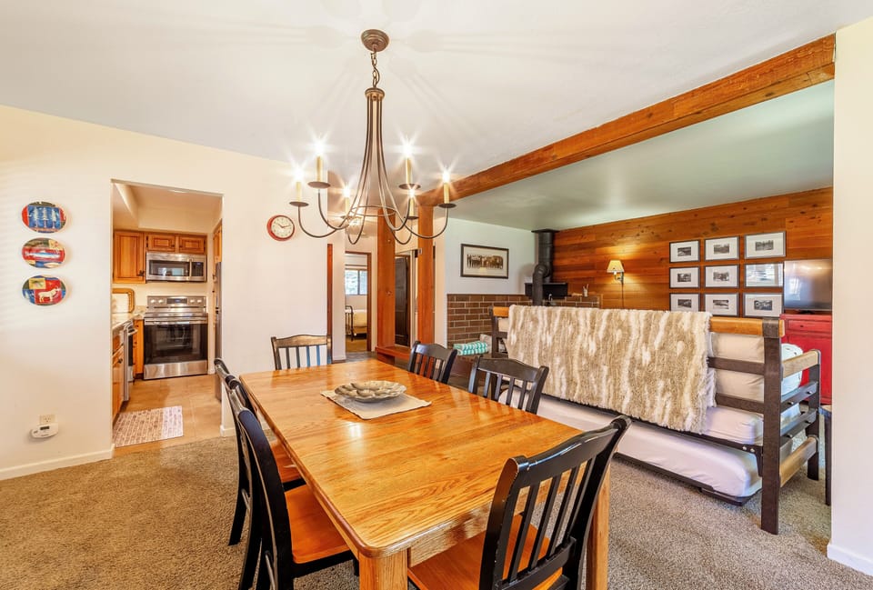 Dining area open to living room and kitchen.