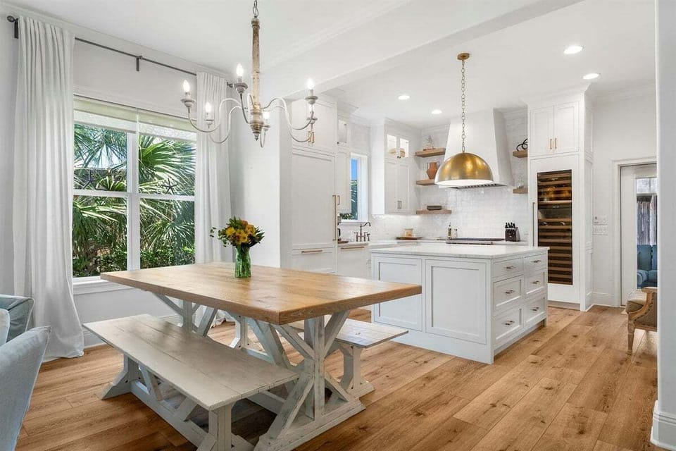 Dining table with seating for six
