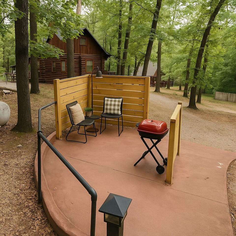 Grill, dine, and lounge on your private deck — surrounded by nature, with forest views.