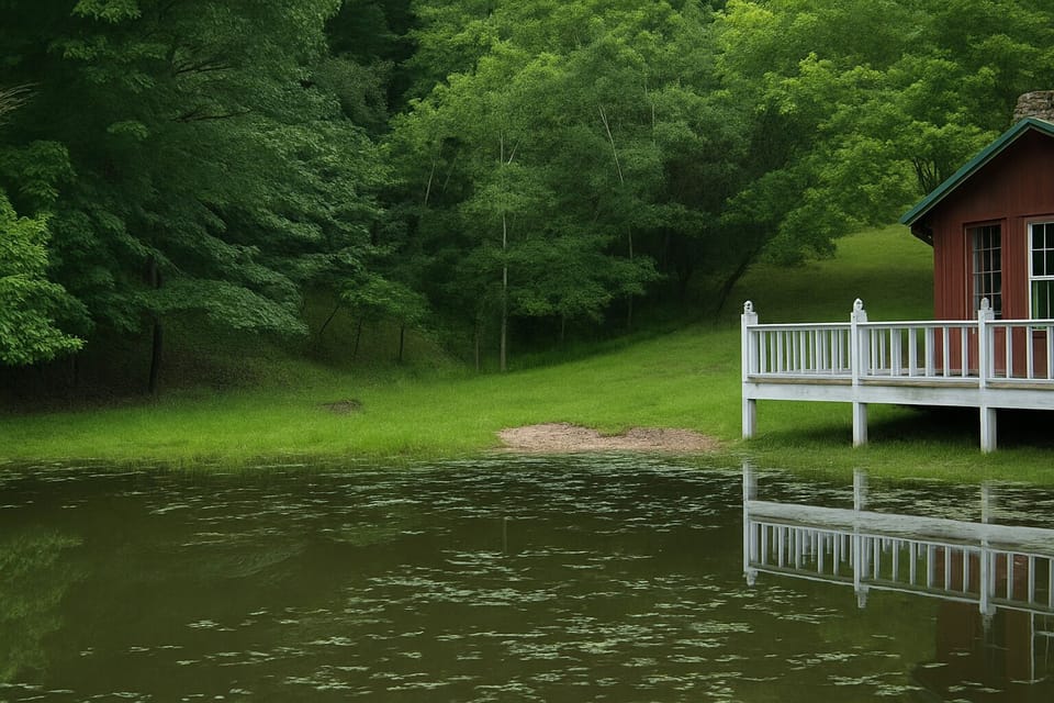 Walk down to the peaceful pond just steps from your front door for a moment of quiet reflection. The surrounding landscape provides a lush backdrop for slow mornings, making this cabin feel like your own private park in the Ozarks.