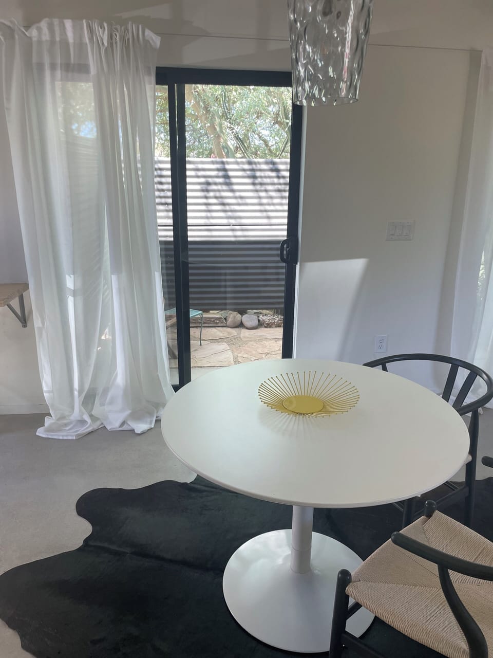 Dining area, looking out first slider (w/screen) onto patio.