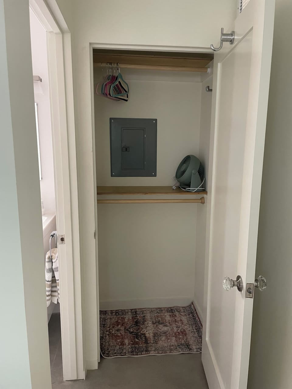 Hall closet, next to bathroom.  