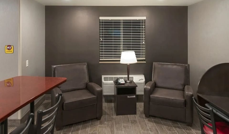 Settle into plush chairs for a quiet, relaxing break.