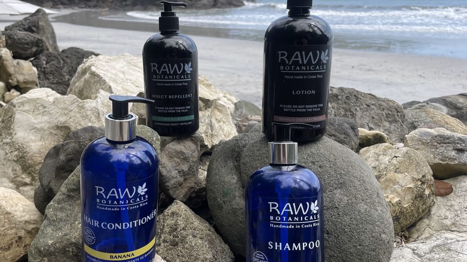 Featuring Raw Botanicals organic bath products handmade in Costa Rica