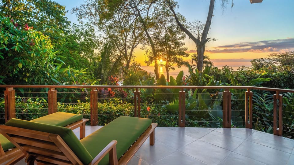 Lounge chairs sunset view