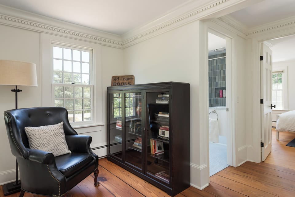 Reading nook in open second floor hall