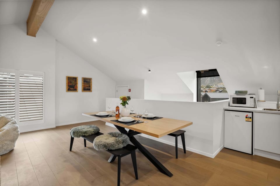 Dining space with seating for four, perfect for meals at home