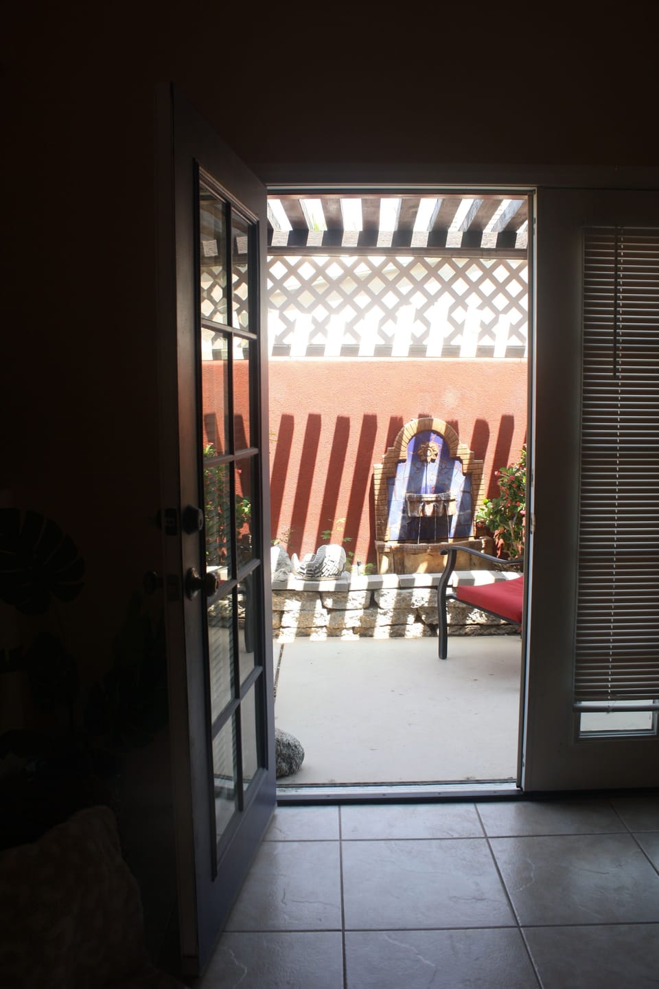 Step out to the fountain or nap to the soothing water sounds