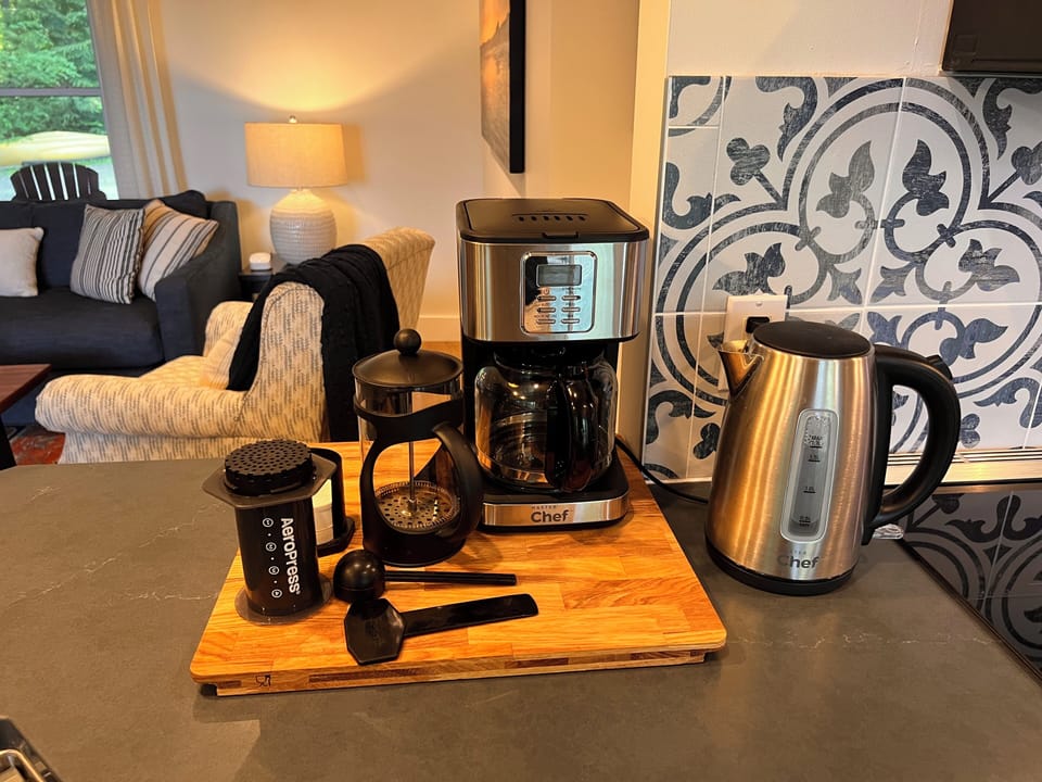 Coffee station - drip, plunge or aeropress - take your pick 