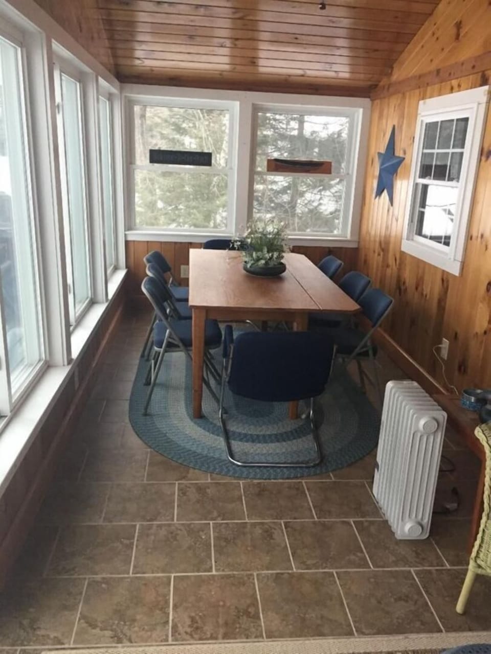 game and eating table in sunroom