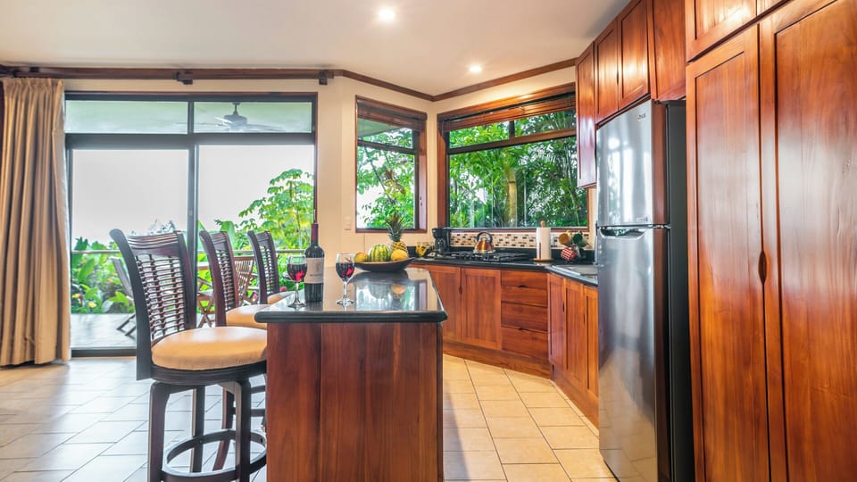 Fully-equipped kitchen and island