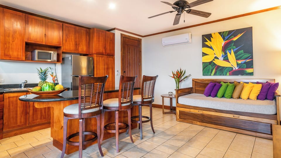 Kitchen, island, and trundle bed