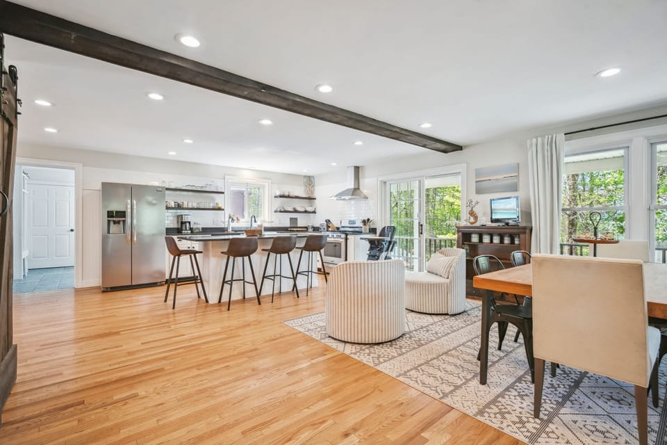 Fully equipped kitchen with dishwasher! This space is perfect for family gatherings. High chair is located in the kitchen. 
