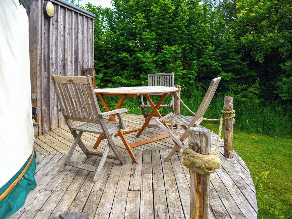 Sitting-out-area | Russet Yurt - Walnut Farm, Beaminster