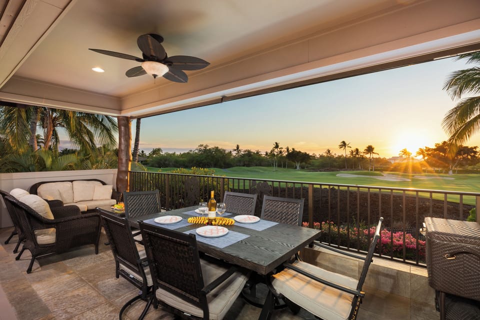 Watch the sun set from the private covered lanai