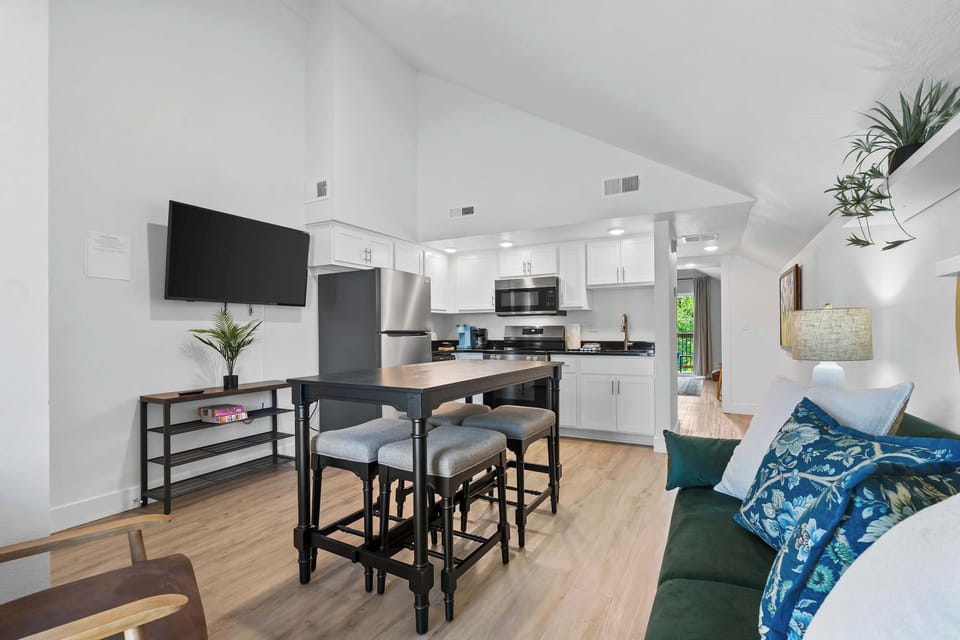 Enjoy the breezy, open layout of Unit B’s main living spaces