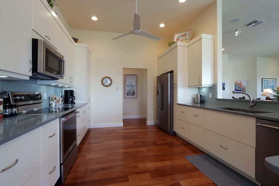 Kitchen with stainless steel appliances